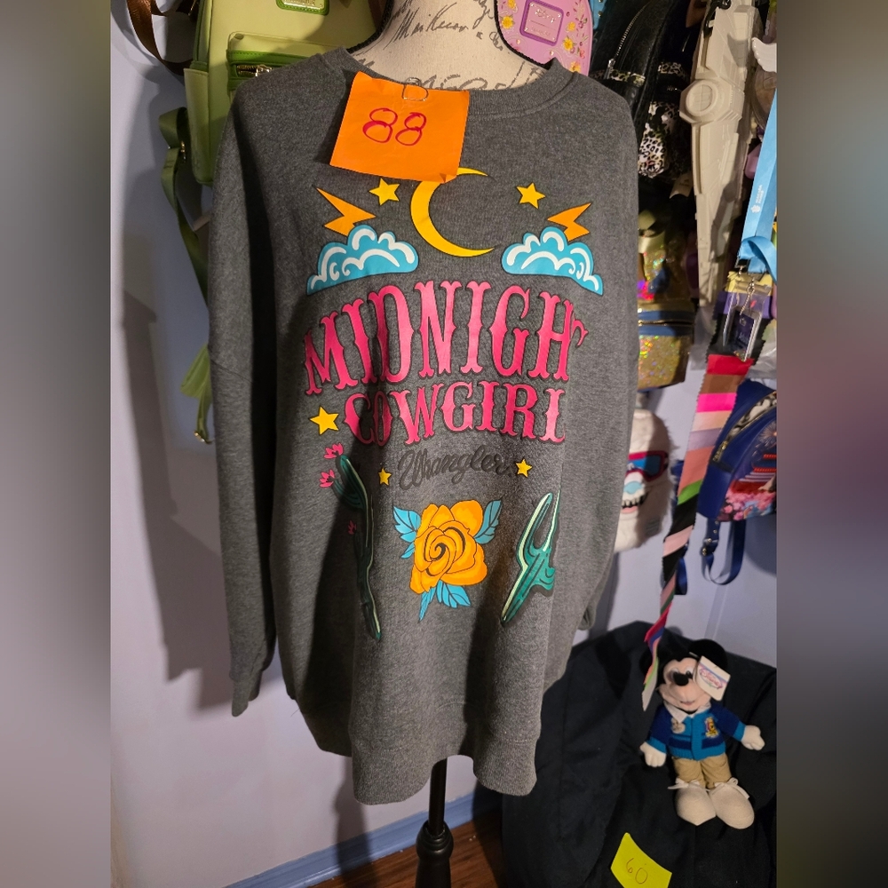 WRANGLER Gray women's GRAPHIC "Midnight Cowgirl" long sleeves sweatshirt L - Picture 4 of 8